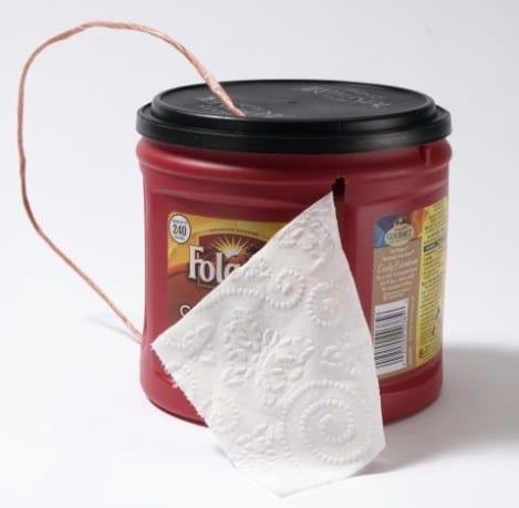Use a coffee can to hold and protect toilet paper. Use a coffee can to hold and protect toilet paper. - Top 33 Most Creative Camping DIY Projects and Clever Ideas
