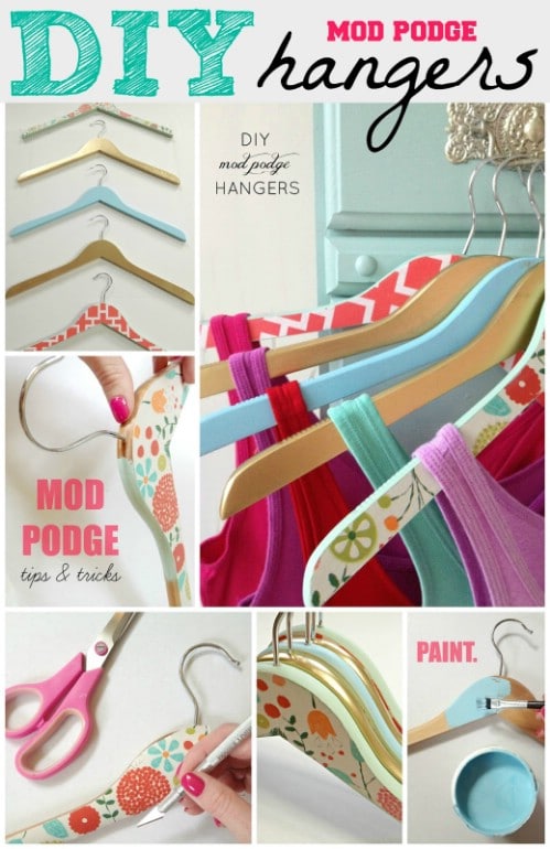 Decorative Mod Podge Hangers - 20 Creative Ways to Organize and Decorate with Hangers