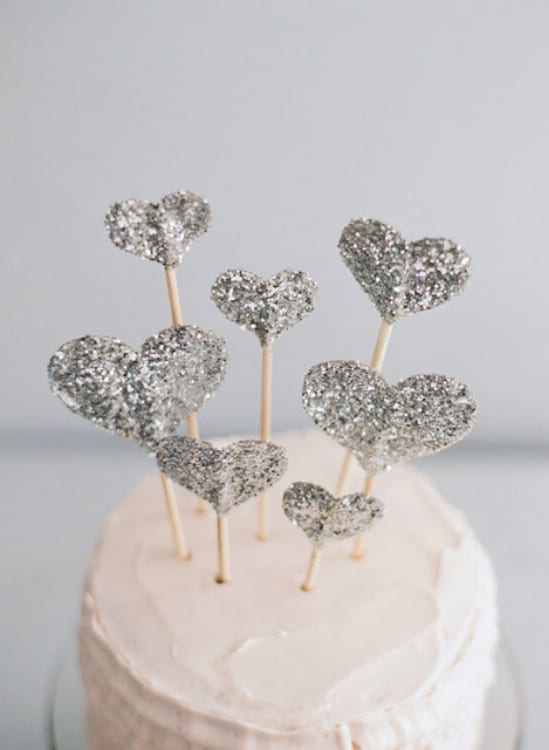 Glitter Heart Cake Topper - 28 Fun and Easy DIY New Year's Eve Party Ideas