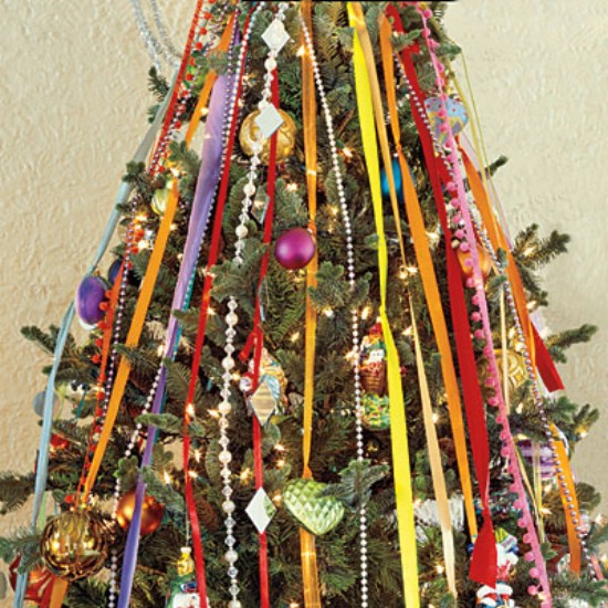 Cascading Ribbon - 30 Stunning Ways to Decorate Your Living Room This Christmas