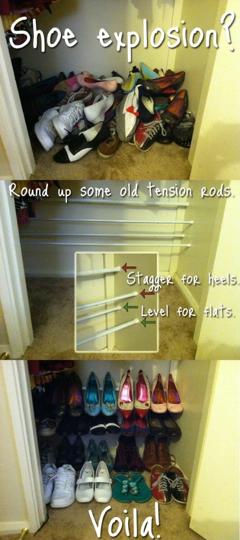 Tension Rod Shoe Organizer