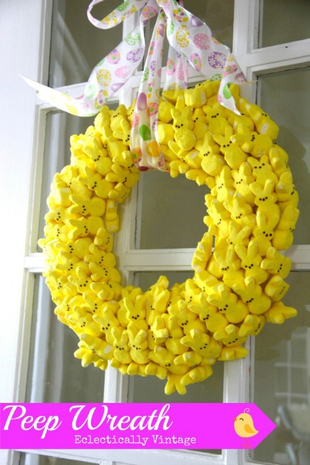 Marshmallow Peeps Wreath - 40 Creative DIY Easter Wreath Ideas to Beautify Your Home