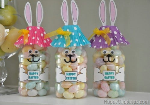 Bunny Bottle Candy Holders - 80 Fabulous Easter Decorations You Can Make Yourself