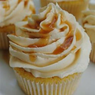Almond Cupcakes with Salted Caramel Buttercream Frosting