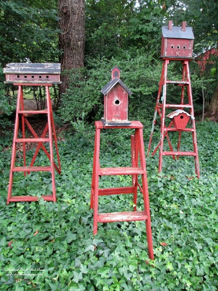Make Birdhouse Stands From Broken Ladders