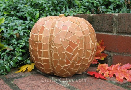 Turn Broken Terra Cotta Into Pumpkins