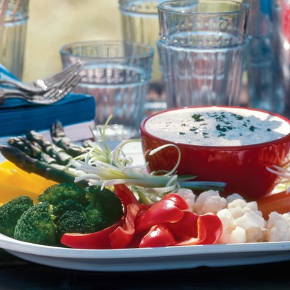 Firework Crudites with Parmesan Dip