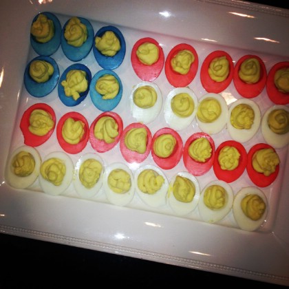 Red White and Blue Deviled Eggs