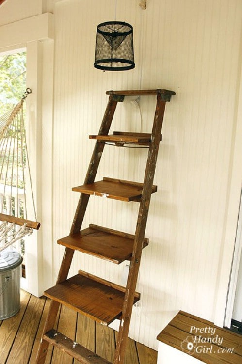 Recycled Ladder Shelves
