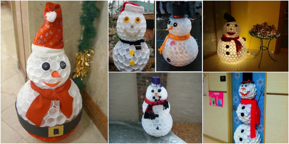 Creative Winter Craft DIY Snowman Made from Plastic Cups DIY & Crafts