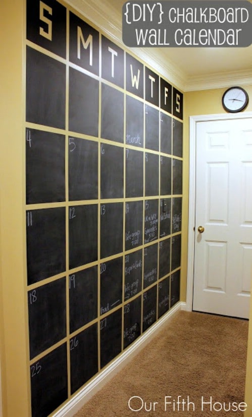 Chalkboard calendar.