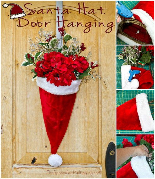 Santa Hat Door Vase - 20 Magical DIY Christmas Home Decorations You'll Want Right Now