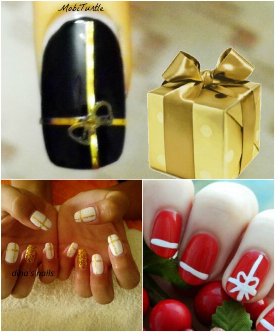 Present me with a Gift - 20 Fantastic DIY Christmas Nail Art Designs That Are Borderline Genius