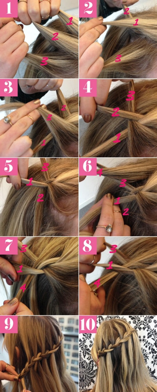 Waterfall Braid - 12 Super Cute DIY Christmas Hairstyles for All Lengths