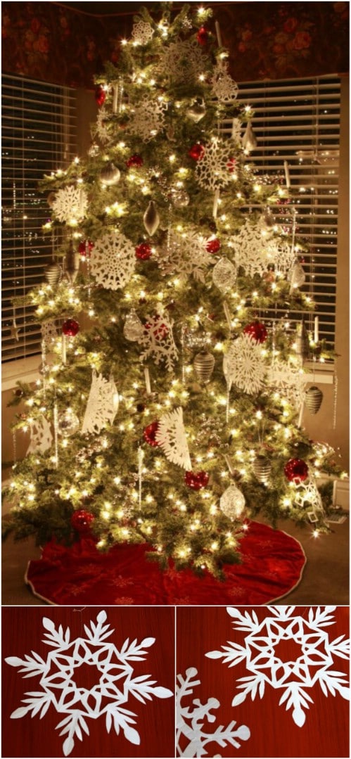 Paper Snowflakes - 20 Genius DIY Recycled and Repurposed Christmas Crafts