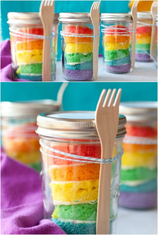 Rainbow Cupcakes in a Jar - 8 Heavenly Cakes and Desserts in Jars That Won't Let You Down