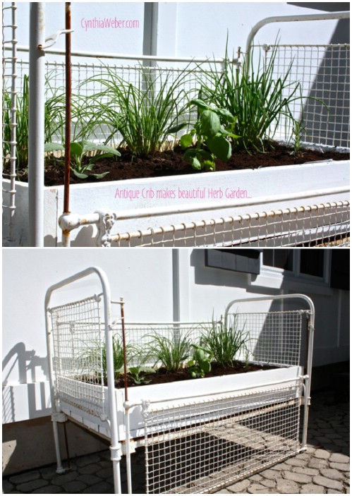 Herb Garden - 20 Delightfully Creative and Functional Ways to Repurpose Old Cribs