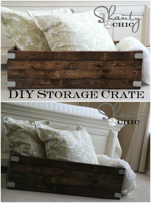 Quick and easy storage crate - 50 Decorative Rustic Storage Projects For a Beautifully Organized Home