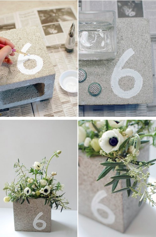 Centerpiece/Table Number - 17 Creative Ways to Use Concrete Blocks in Your Home