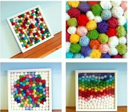 Yarn ball collage art