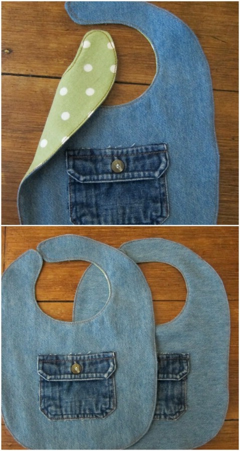 Make a bib for a baby.