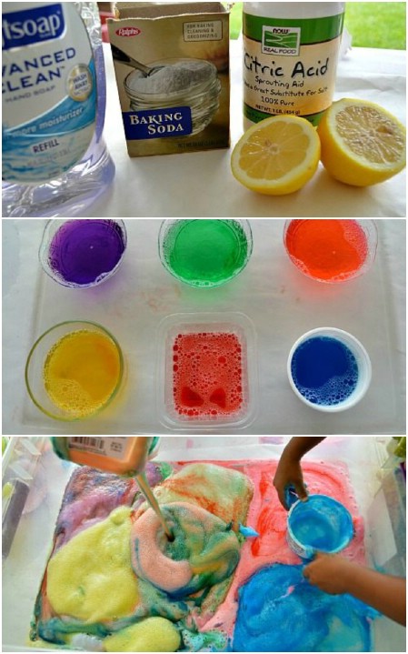 Make fizzy lemon suds eruptions.