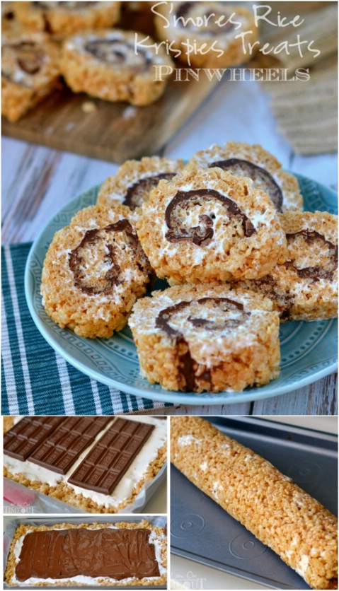 S'mores Rice Krispie Treat Pinwheels