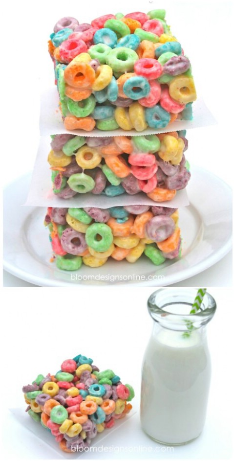 Fruit Loop Krispie Bars