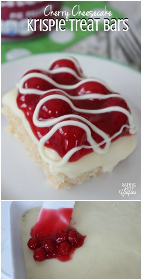 Cherry Cheesecake Krispie Bars