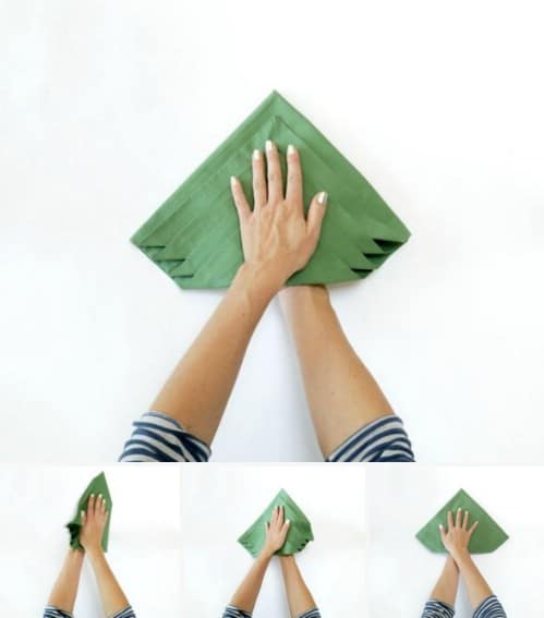 Amazing Folding Technique Turns Your Napkins into Christmas Trees {Steps}