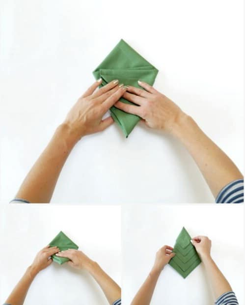 Amazing Folding Technique Turns Your Napkins into Christmas Trees {Steps}