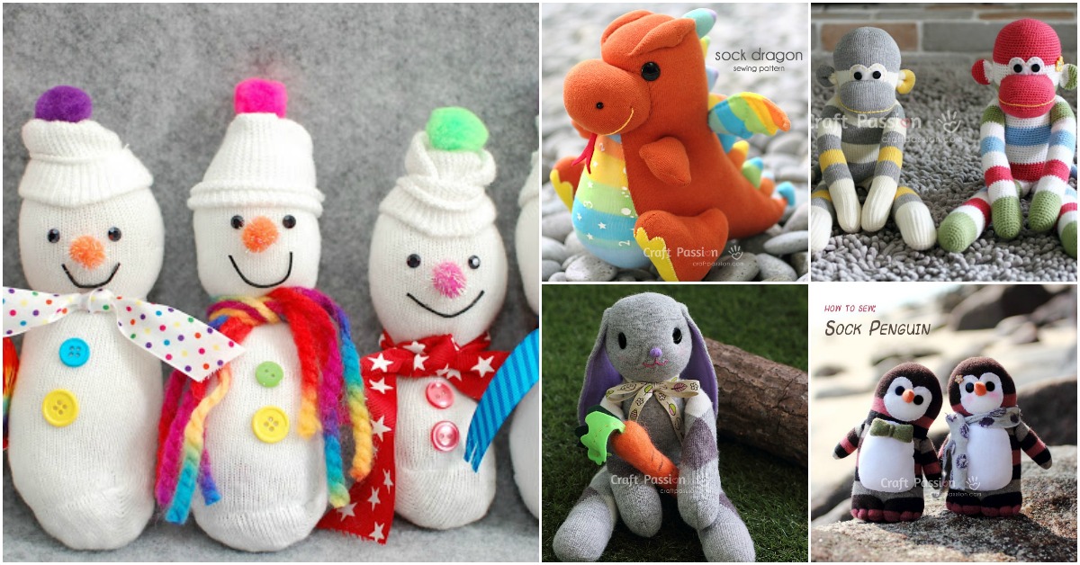 25 Hopelessly Adorable DIY Sock Toys Quick and Easy Projects - DIY