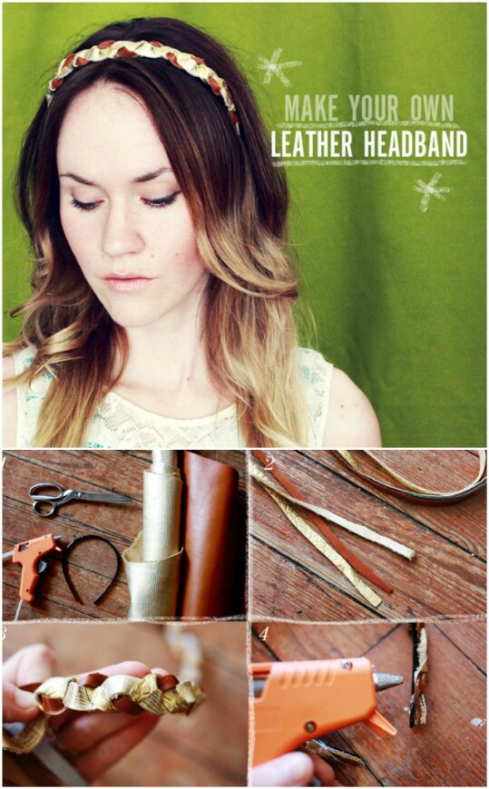 6. Make a beautiful headband out of scrap leather.