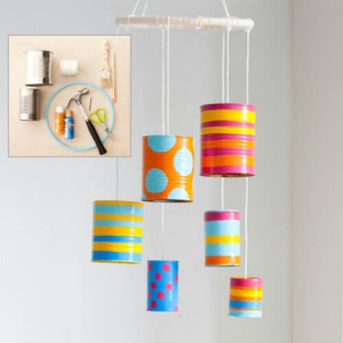Simple, Colorful Tin Can Wind Chimes