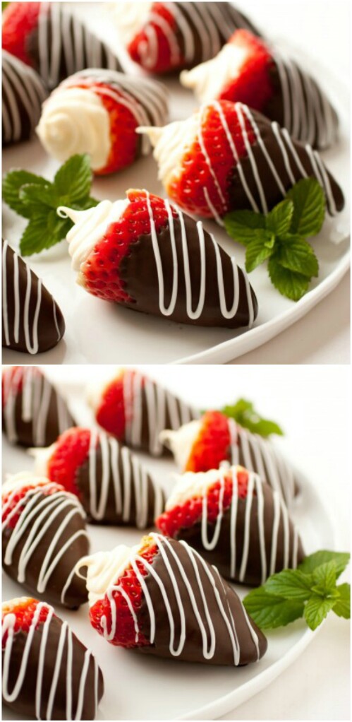 Chocolate-Dipped Strawberries Stuffed with Mascarpone Cheese