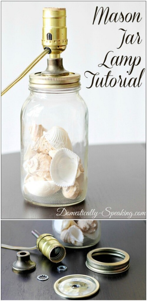 Mason Jar Seashell Lamp