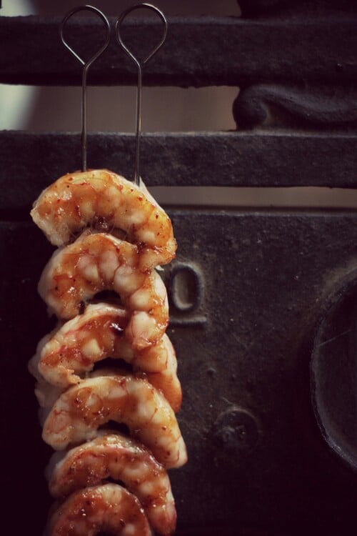 21. Use two skewers to keep food from slipping.