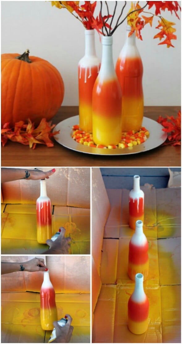 Fall Colored Wine Bottles