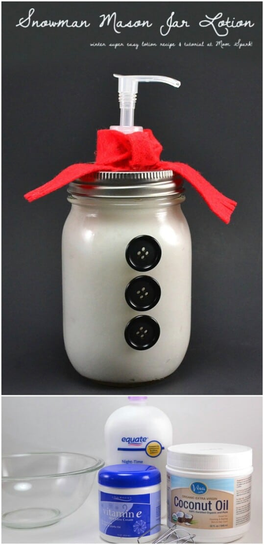 Snowman Mason Jar Lotion