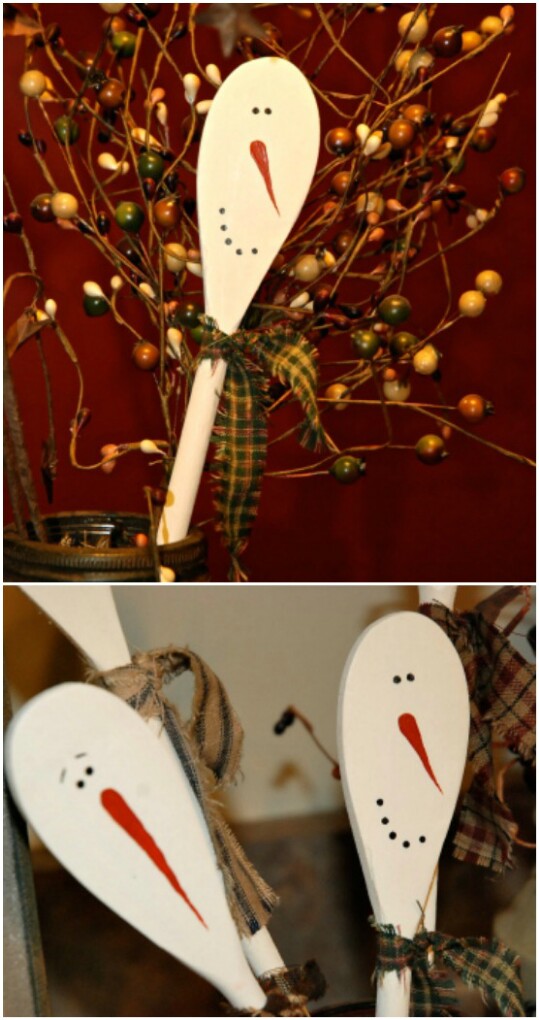 Wooden Snowman Spoons