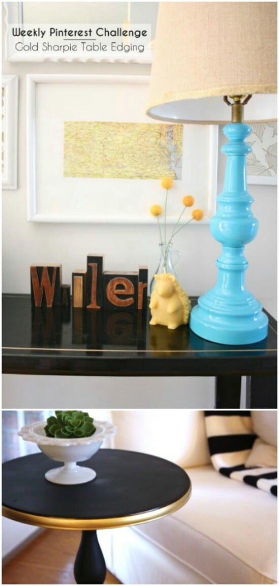 Gold Sharpie Table Edging