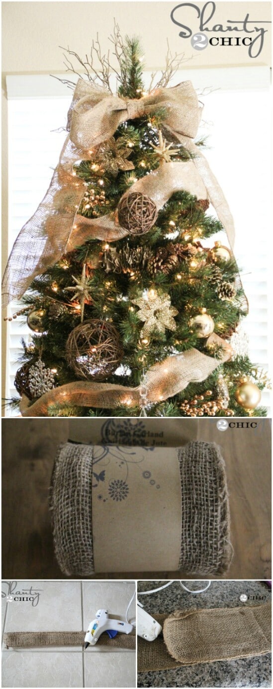 Easy Burlap Tree Topper