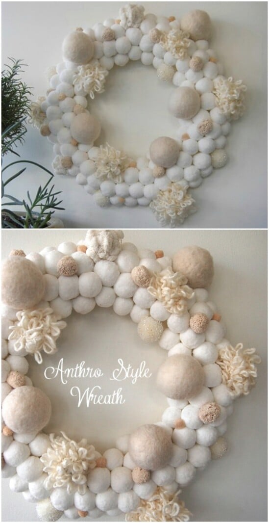 Anthropologie Style Snowball Wreath
