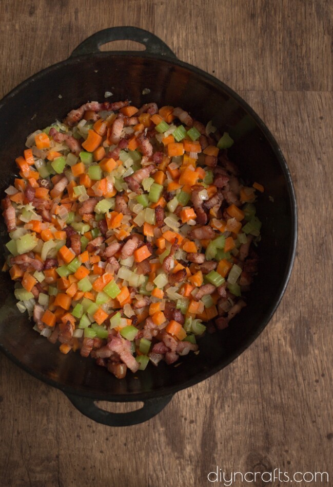 Mixing and preparing the ingredients.