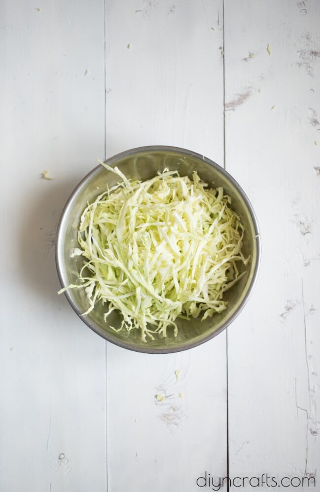 Shredded cabbage.