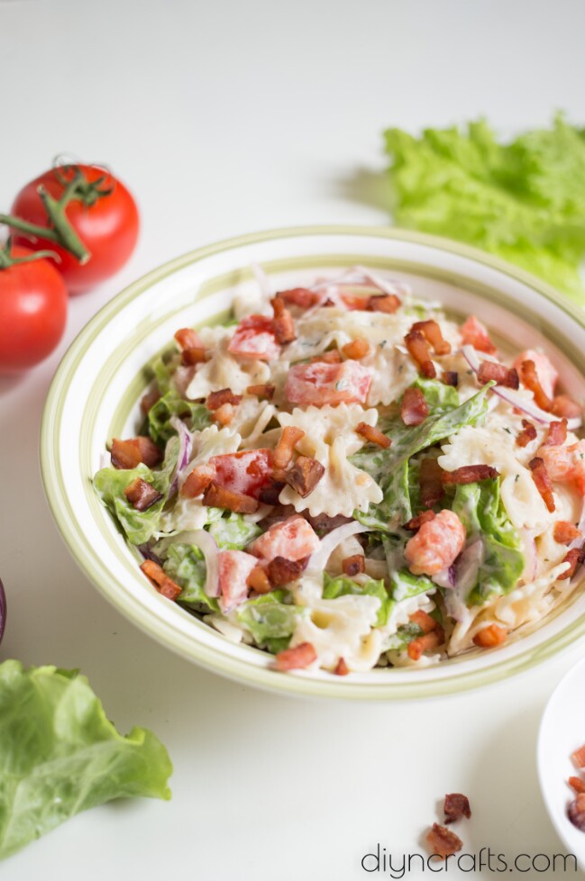 Finished BLT pasta salad.