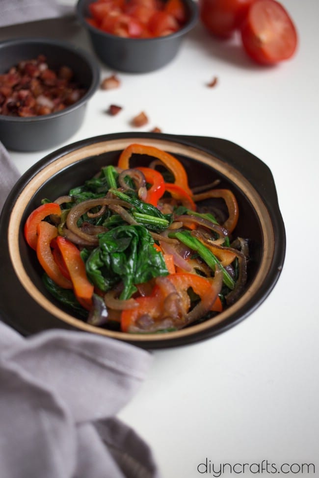 Preparing the vegetables.