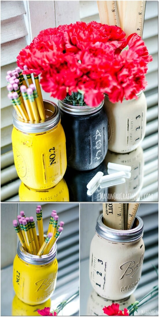 Back To School Organizing Jars - 30 Mind Blowing DIY Mason Jar Organizers You'll Want To Make Right Away