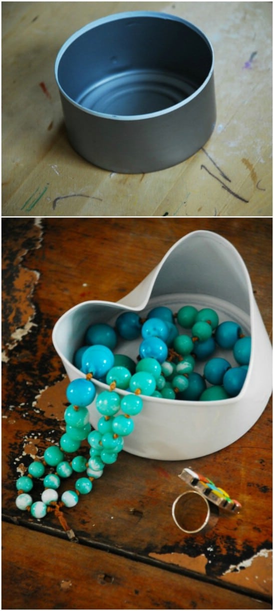 Gorgeous Heart Shaped Bowl - 20 Frugally Genius Ways To Upcycle Empty Tuna Cans