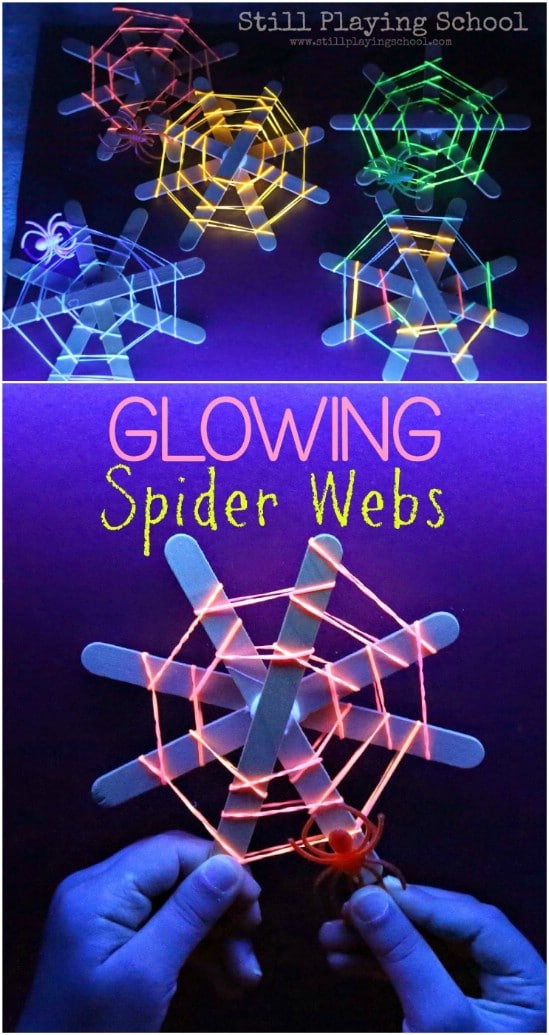Glowing Spider Webs - 25 Amazingly Fun Glow In The Dark DIY Projects For Kids